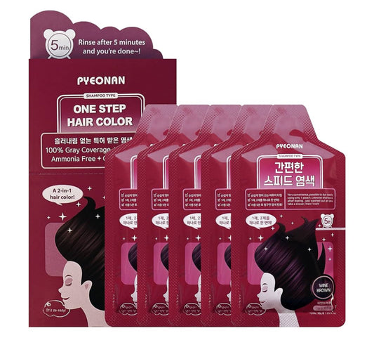 PYEONAN Shampoo-Type One-Step Hair Color (Wine Brown)